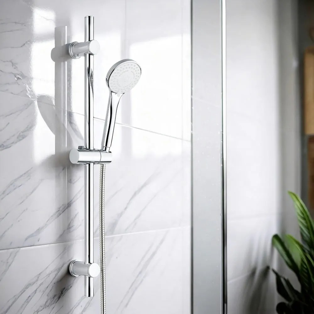 Ezüstszínű rozsdamentes acél zuhanyszett kézi tussal-tolható tartóval 70 cm Uno – Allstar