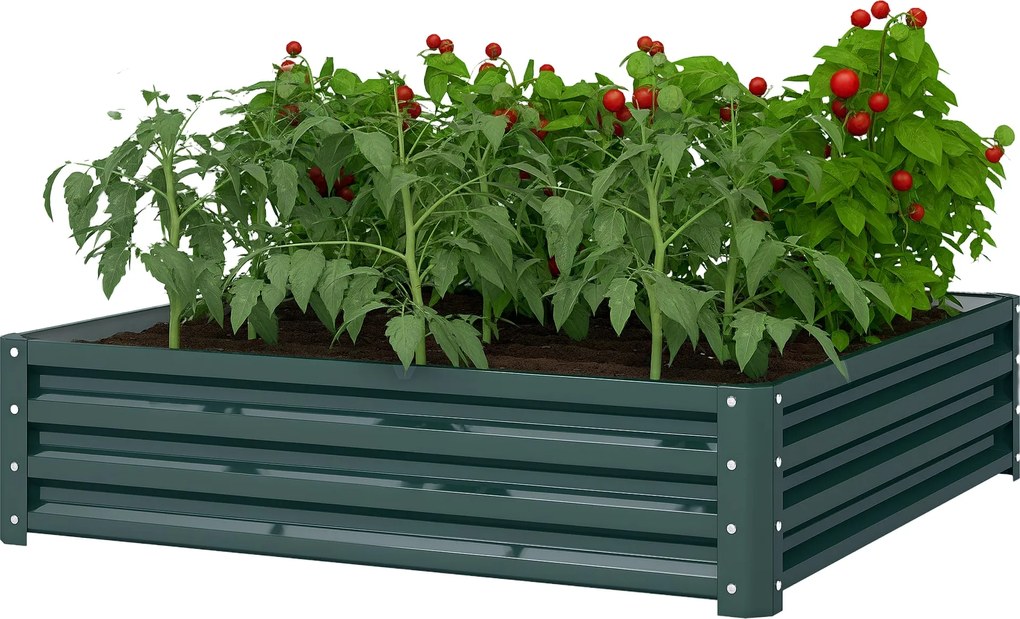 Outsunny Nagy Téglalap Alakú Horganyzott Acél Kültéri Virágtartó Városi Kert Növények, Virágok, Fűszerek Növesztésére, Nagy Kültéri Virágtartó Nyitott