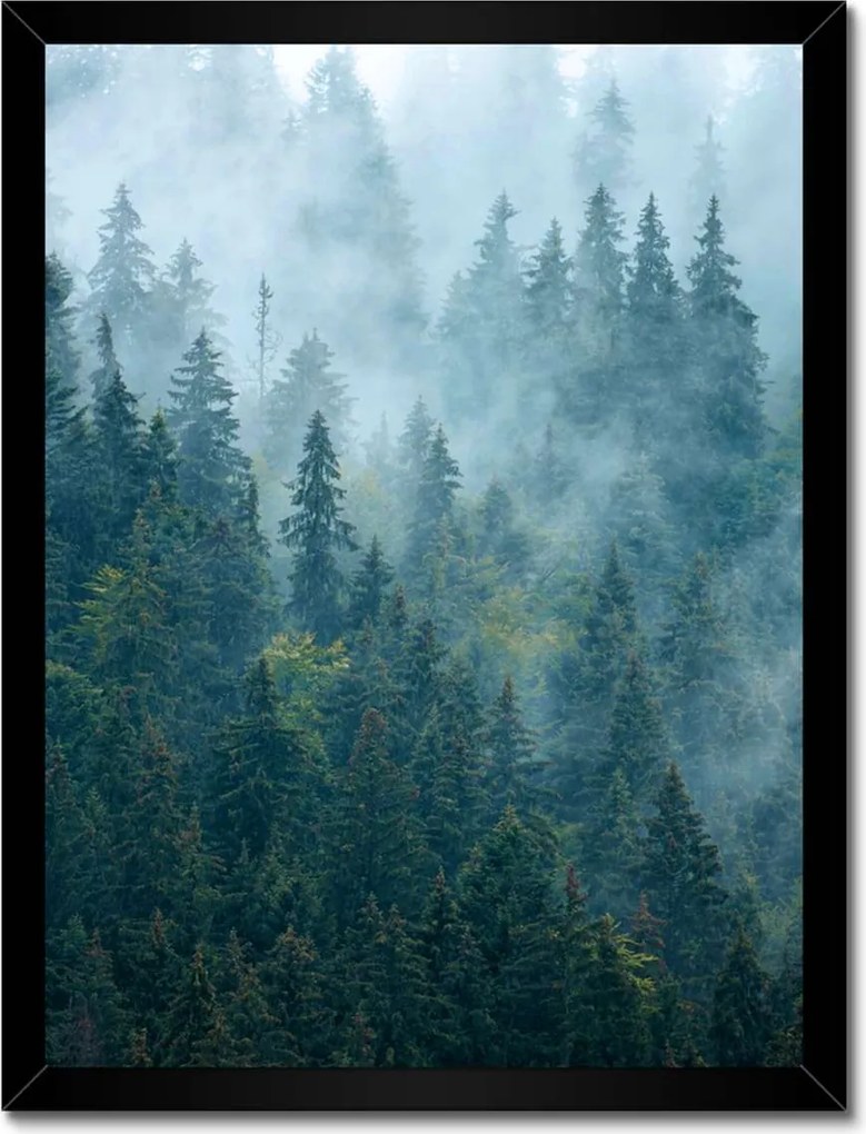 Poszter fekete keretben 30x40 Erdő a ködben Utazás