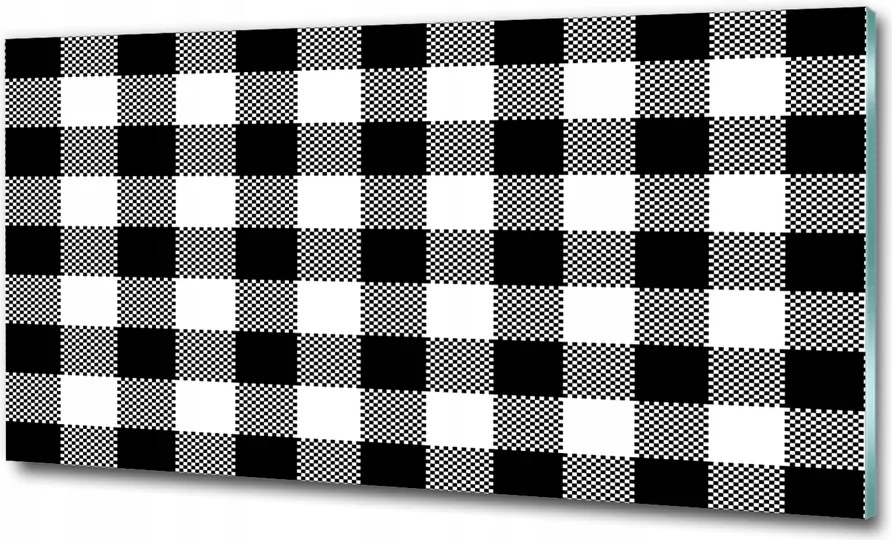 Fotó-üvegkép Fekete-fehér kockás 100x50