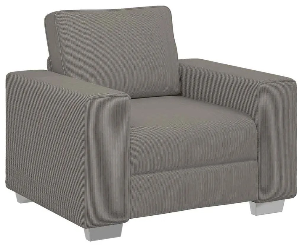világosszürke kordbársony szövet kanapéfotel 60 cm