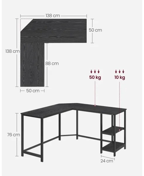 Sarokíróasztal SOLEA fekete