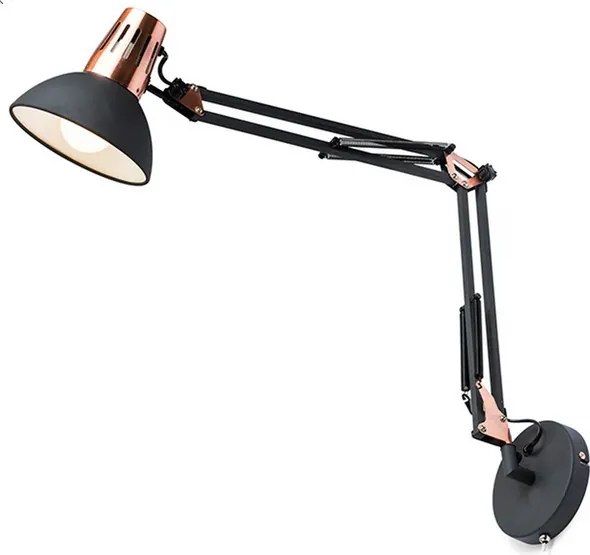 RENDL ANTE fali lámpa fekete réz 230V LED E27 15W