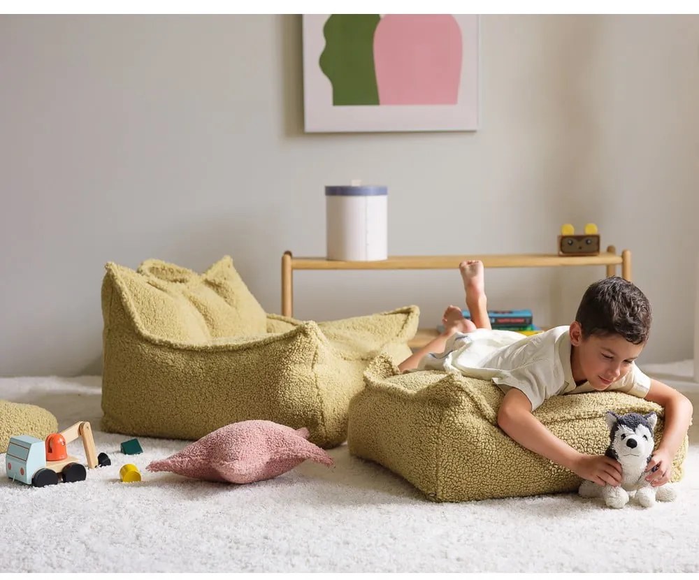 Zöld buklé gyerek babzsákfotel Square – Wigiwama