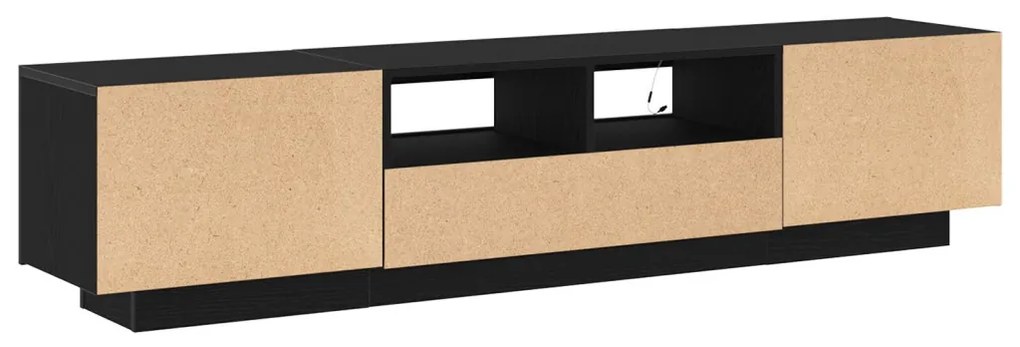TV szekrény LED fényekkel fekete tölgy színben, 180x35x40 cm, mérnöki fa
