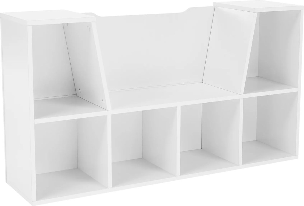 Gyerekkönyvtár ülőhellyel, fehér/szürke, FERIA