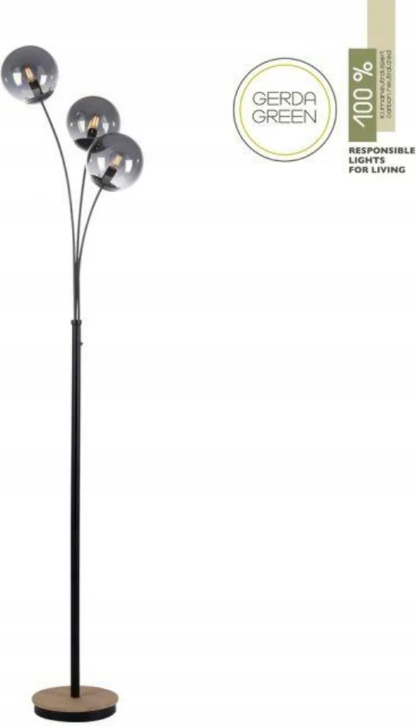 Just Light Gerda Green állólámpa, tölgyfa, füstüveg, E14, IP20