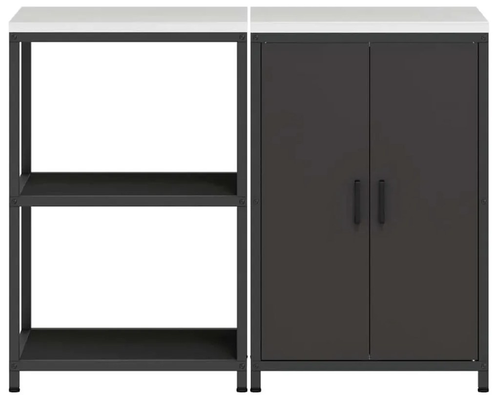 Konyhai Tároló Készlet polcokkal 2 pcs Fekete 120 x 50 x 92 cm