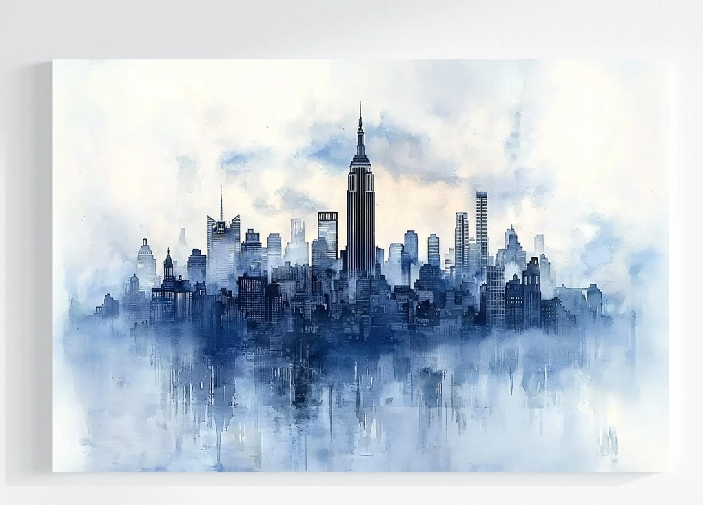 Canvas New York Manhattan Felhőkarcolók Vászonkép Skyline Blue 120x80