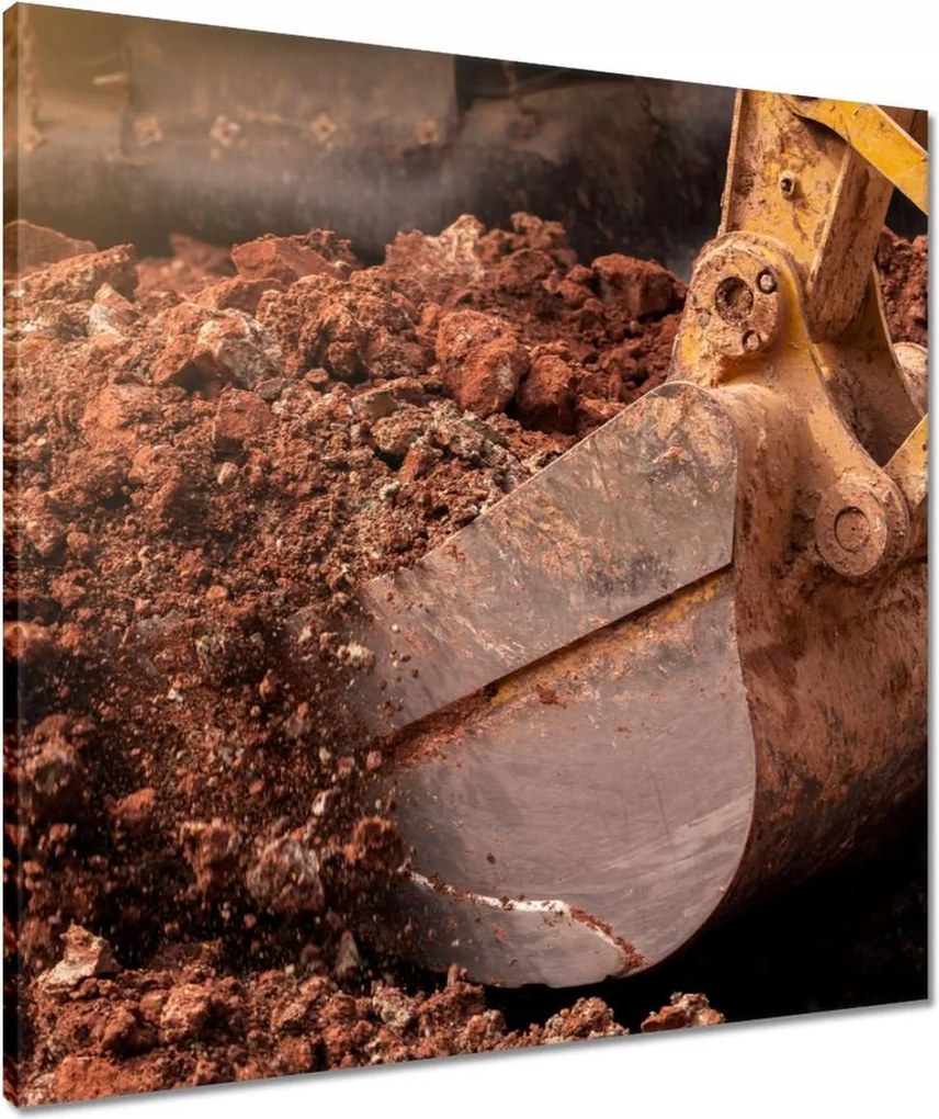 Vászonkép 60x60 Föld ásó kotrógép