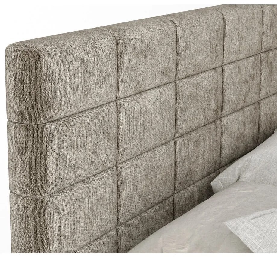 Világosbarna ágyneműtartós boxspring ágy 160x200 cm Ava – Maison de Rêve