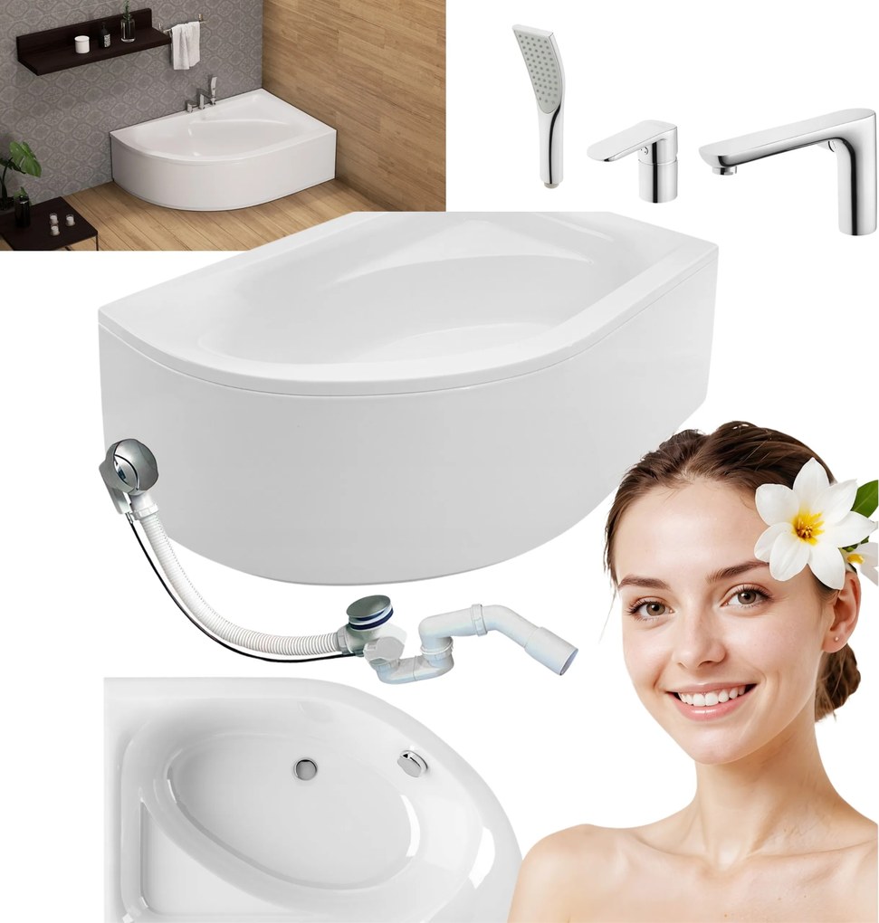 Jobbos Sarokkád Szifon Burkolattal 3 Lyukú Csaptelep 170X110