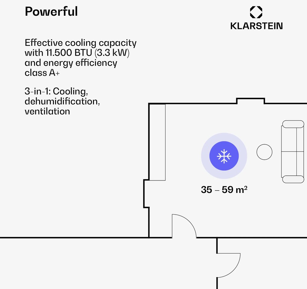 Kraftwerk Eco Smart 11, légkondicionáló, 3 az 1-ben, 11.500 BTU, távirányító, applikációval vezérelhető