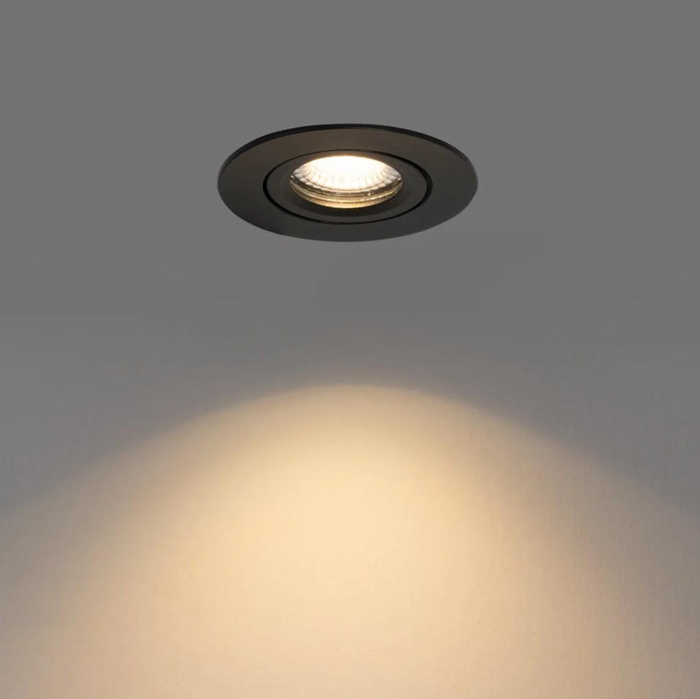Beépíthető spotlámpa fekete, dönthető, 6,5 cm, LED-es, IP54, ultraf vékony - Pupil