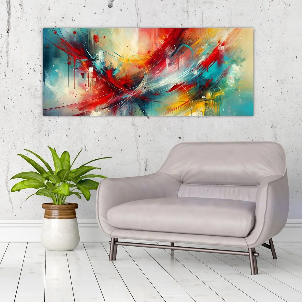 Kép – Absztrakció pirossal (120x50 cm)
