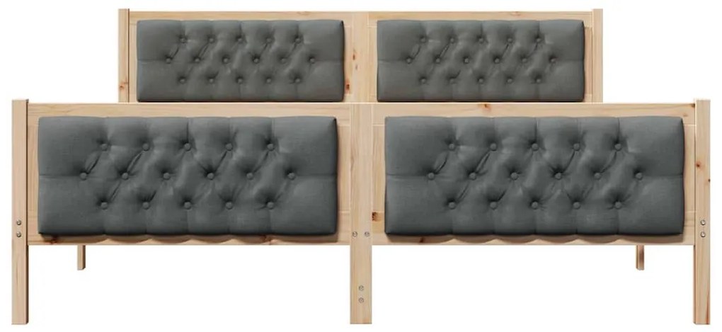 Ágykeret fejtámlával Sötétszürke 160 x 200 cm Tömör fenyőfa