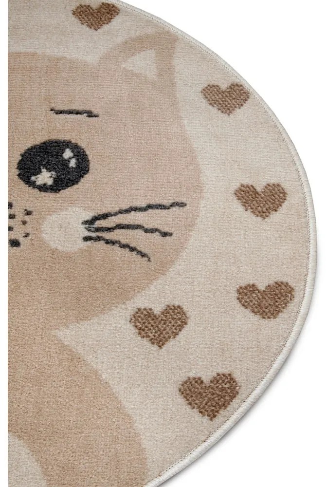 Bézs gyerek szőnyeg ø 100 cm Cat – Hanse Home