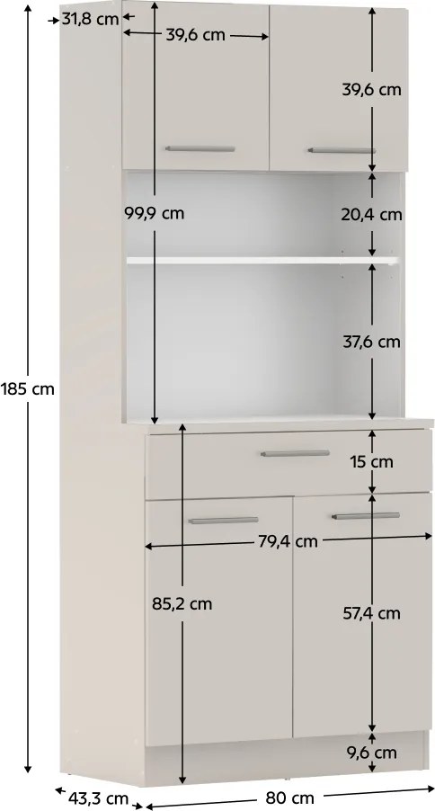Négyajtós szekrény, kasmír, DOMIS NEW