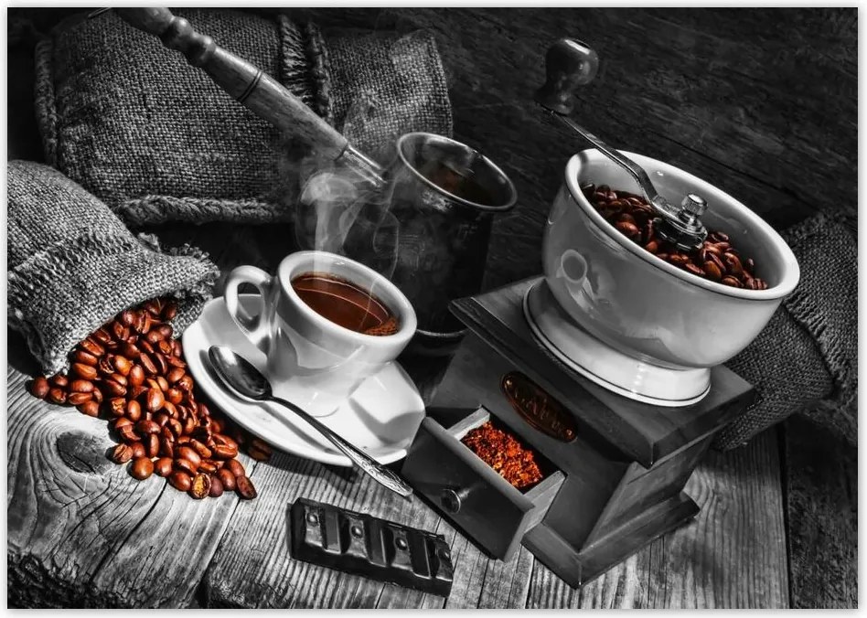 Poszterek A0 Szint Fekete-fehér kávé fotó