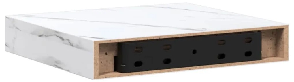 vidaXL Falpolc tárolóval 4 pcs Fehér márvány 23 x 23,5 x 4 cm Faanyag