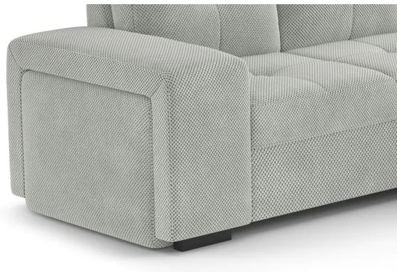 PALERMO jobb oldali, világosszürke kihúzható kanapé tárolóval és puffal