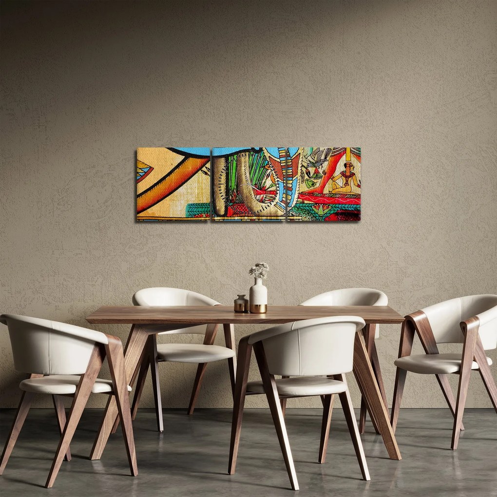 Egyiptomi motívumú kép (órával) (90x30 cm)