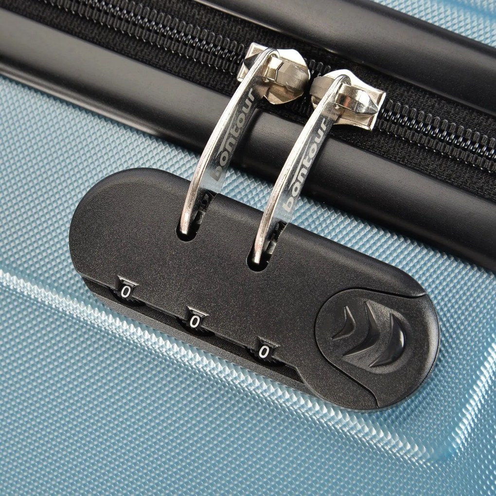 BONTOUR “spinner” közepes duplakerekes gurulós bőrönd, jégkék