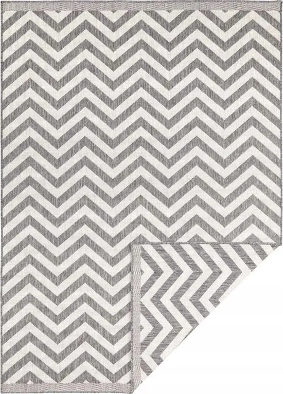 Teraszszőnyeg cikk-cakk szürke krémszínű 120x170 cm