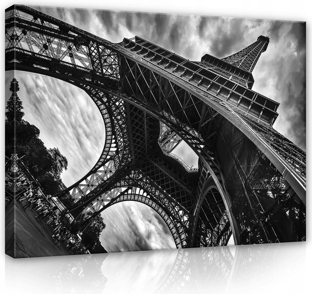 Vászonkép 80x60 Eiffel-torony Párizs építészet felhők mérnöki