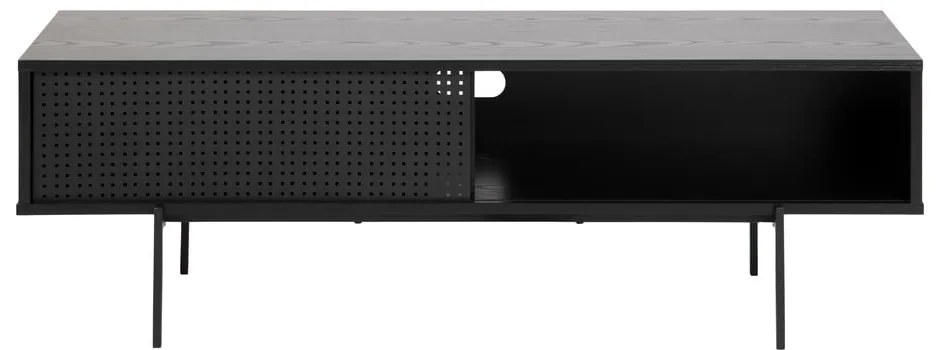 Fekete TV-állvány kőrisfa dekorral 140x45 cm Angus – Actona