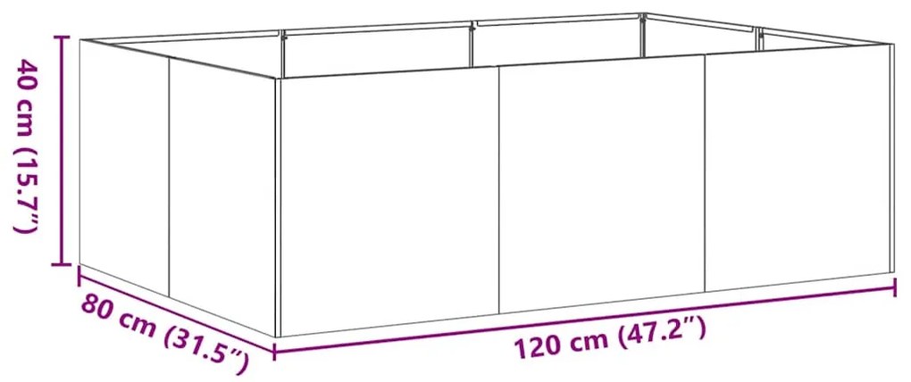 vidaXL növénytartó 120x80x40 cm Horganyzott acél