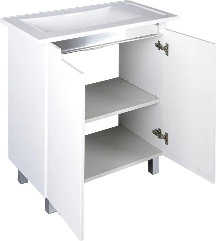 Piramida EURIDIKA fali /álló fürdőszobabútor - műmárvány mosdóval - 2 ajtós - 82 x 73 x 46 cm