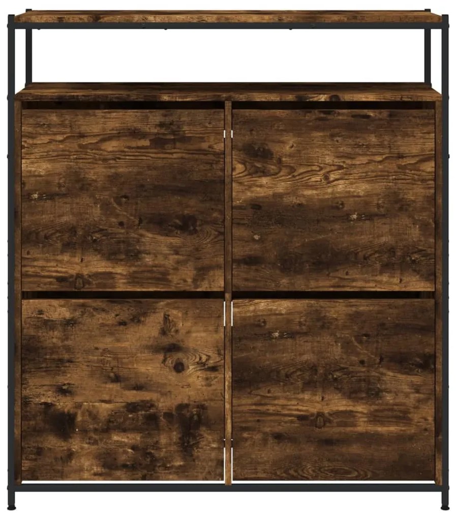 füstös tölgy cipőszekrény 4 kihajtható fiókkal 100x34x112 cm