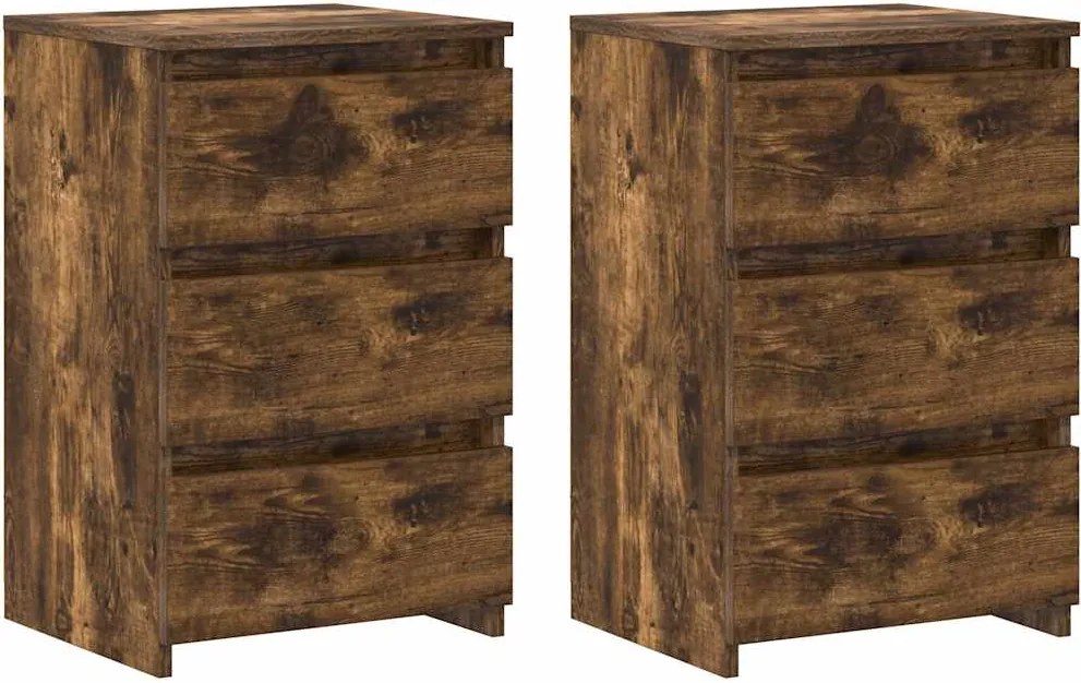 vidaXL 2 db füstös tölgy színű szerelt fa éjjeliszekrény 40x35x62,5 cm