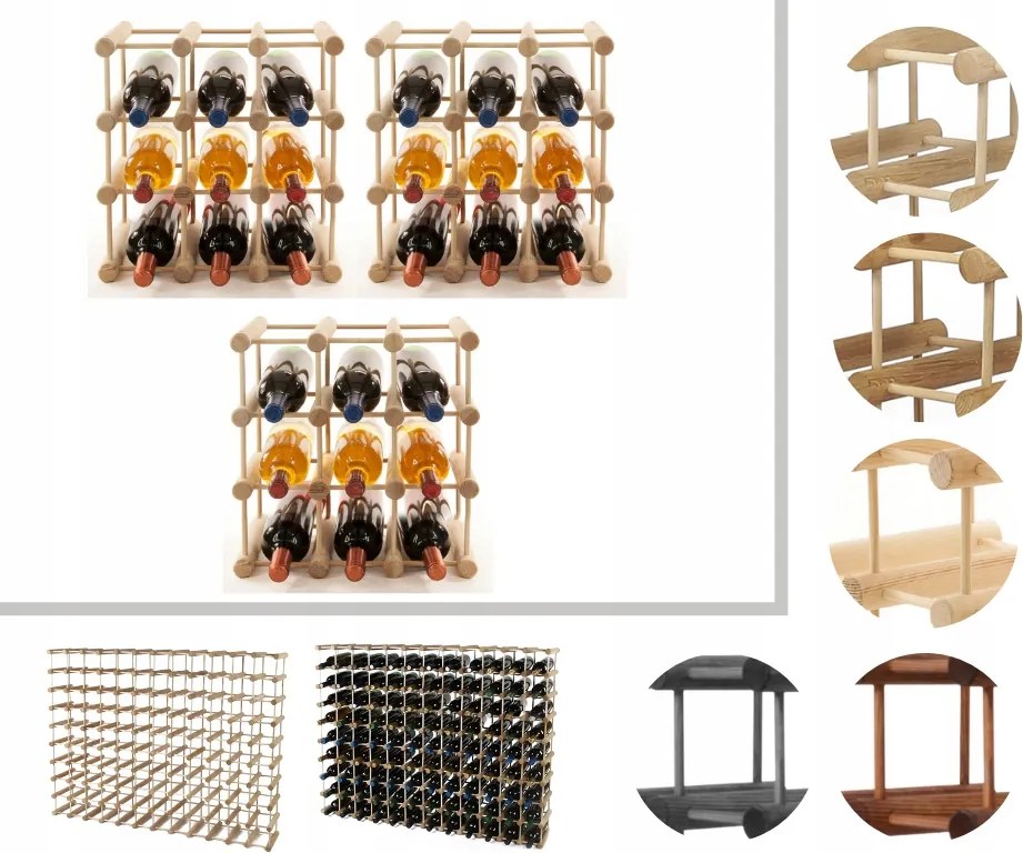 Bortartó állvány fa bortartó állvány Moduláris alkoholtartó állvány 27+6cipő