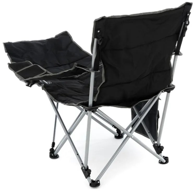 DIVERO Kempingszék levehető lábtartóval fekete