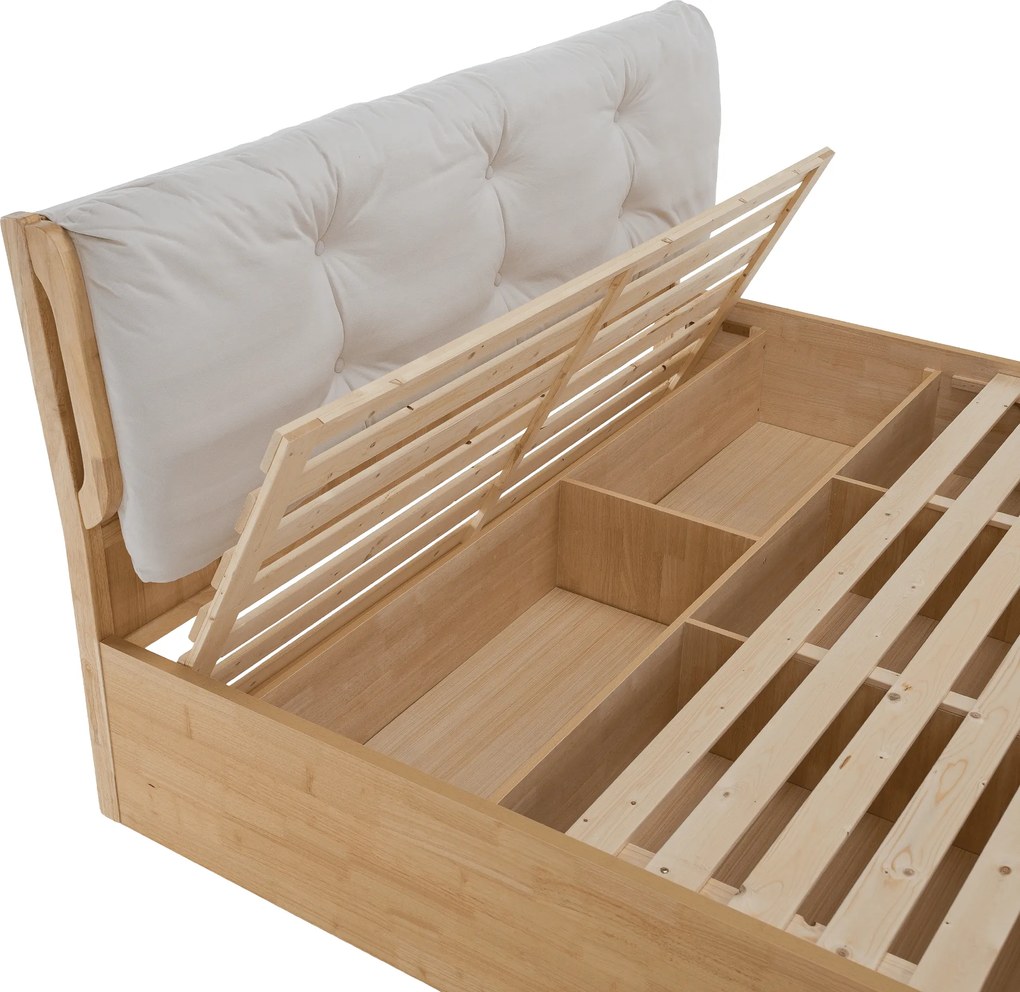 Franciaágy, 160x200, masszív fa, természetes, FLORENCIA