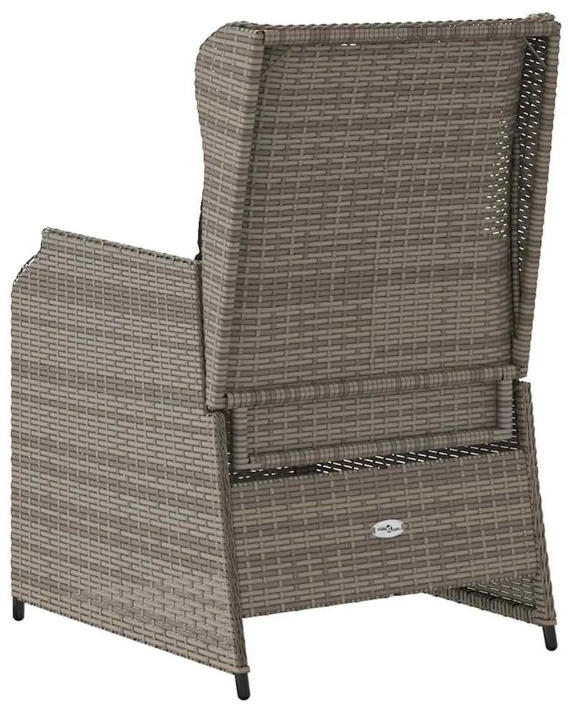 Kerti pad párnával 2 pcs Szürke Poli rattan
