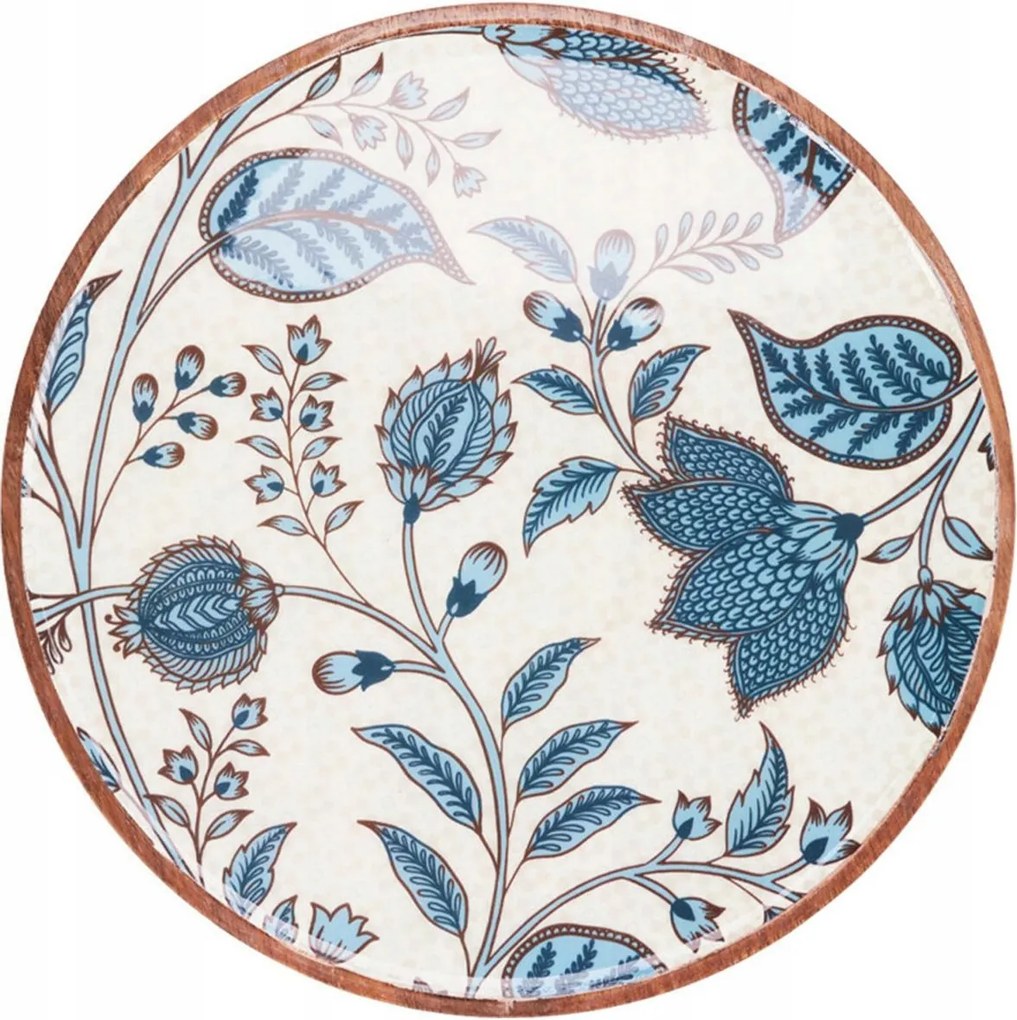 Dekoratív mangó tányér kék mintával 30 cm Snackek Tálalásához