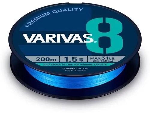 VARIVAS PE 8 BLUE EDITION 150m #0.8 0.148mm 16lb Fluo Ocean Blue