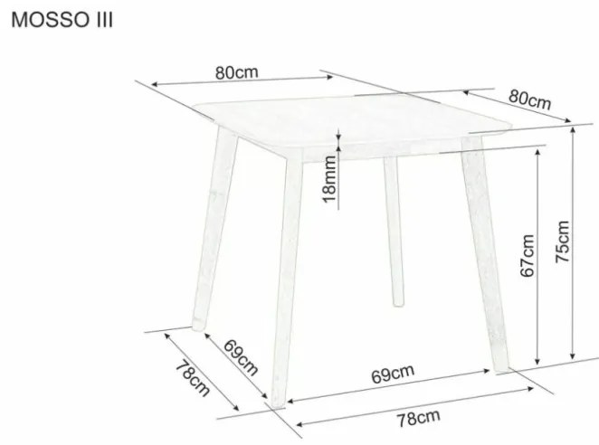 Étkezőasztal tölgy MOSSO III 80x80