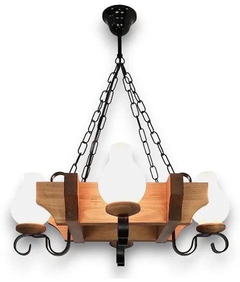 Brilagi - Csillár láncon QUEEN 4xE14/40W/230V bükkfa