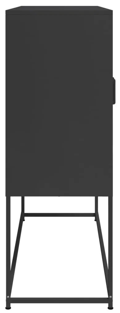 fekete acél magasszekrény 100,5 x 39 x 107 cm