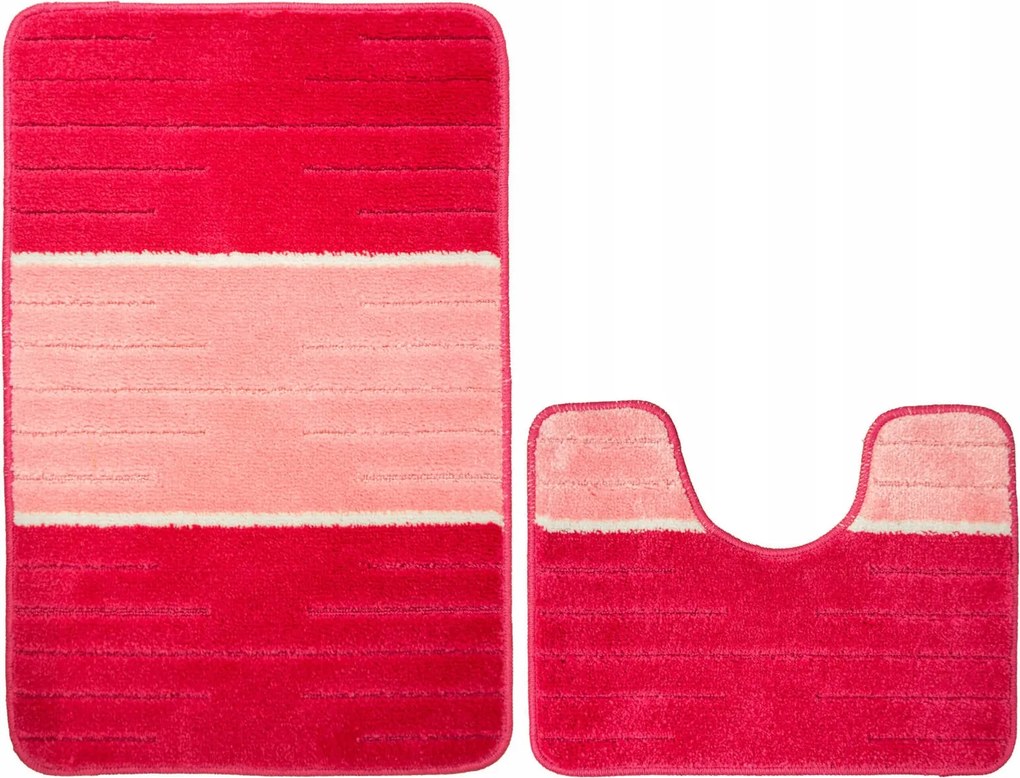 Fürdőszobaszőnyeg Csúszásgátló Puha Rózsaszín Csíkos Como 2 Részes Szett