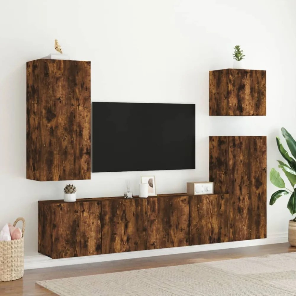 2 db füstös tölgy színű fali TV-szekrény 80 x 30 x 41 cm