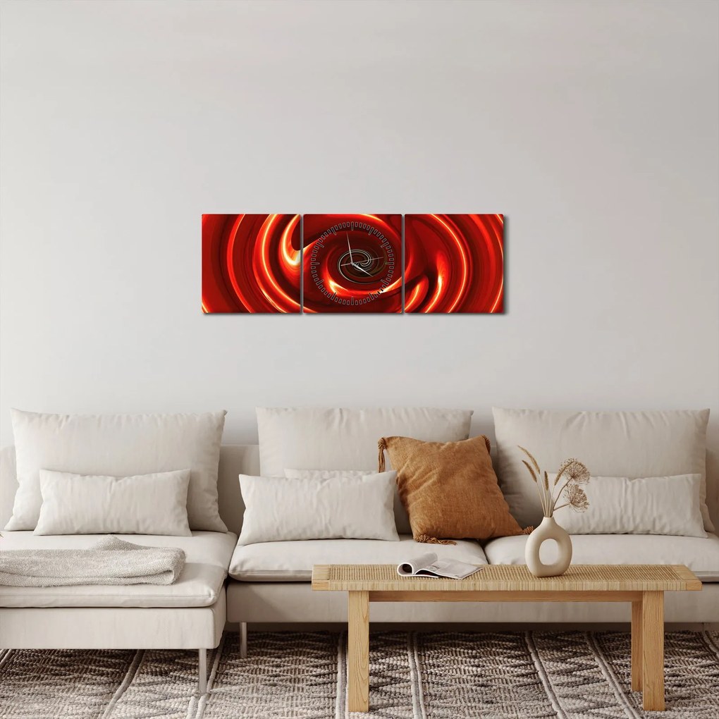 Absztrakt kép - piros spirál (órával) (90x30 cm)
