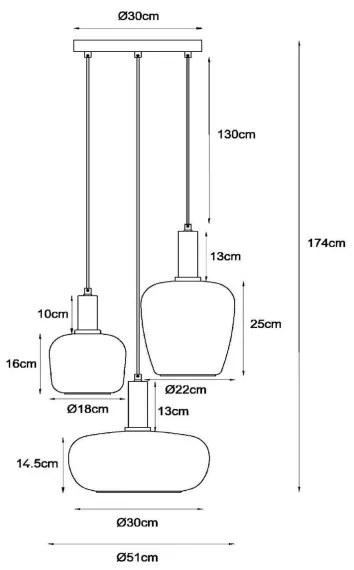 Lucide 45408/13/99 - Csillár zsinóron ILONA 3xE27/40W/230V fekete/bézs