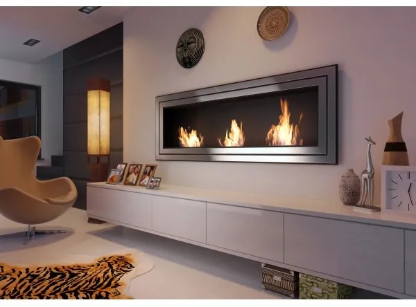 Kratki JULIET/1800/TUV - Beépíthető BIO kandalló JULIET 65x180 cm 3x2,5kW króm