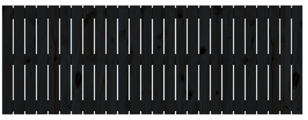 fekete tömör fenyőfa fali fejtámla 166 x 3 x 60 cm