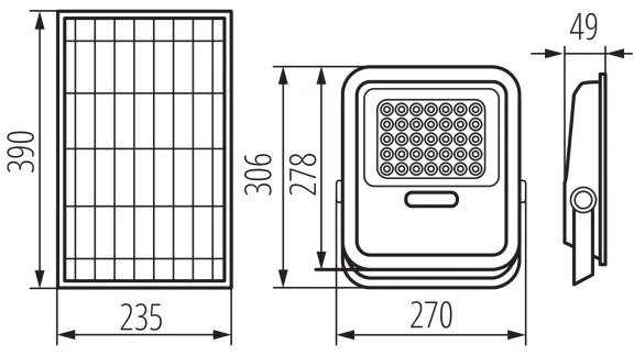 Kanlux 36607 - LED Reflektor napelemes panellel és érzékelővel 15W/15000 mAh 3,2V IP65 + távirányító